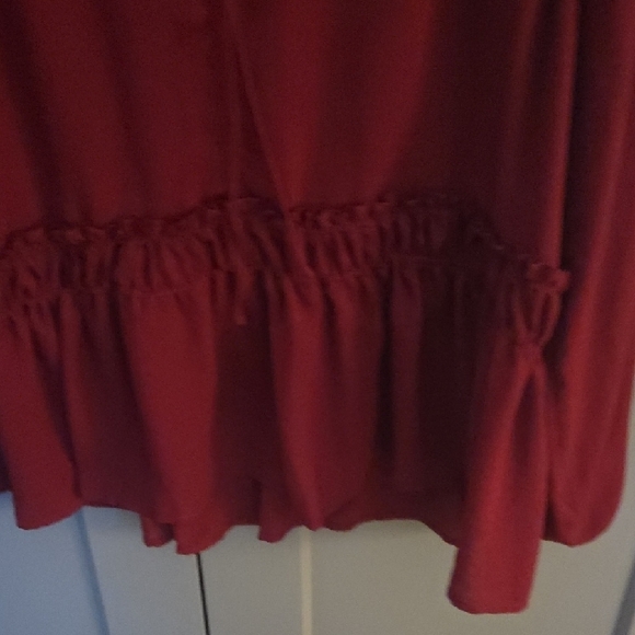 LOFT Deep Red Ruffle Blouse - Picture 5 of 6